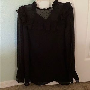 Black Blouse. Sheer with pin dots